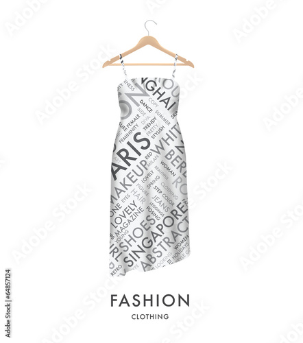 Woman fashion dress with fashionable text typography vector