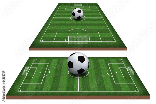 Soccer field and soccer ball  3d 