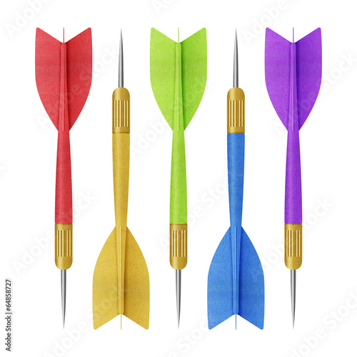paper cut of rainbow darts , arrow set for competition with succ