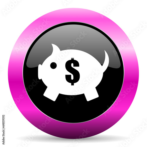 piggy bank pink glossy icon