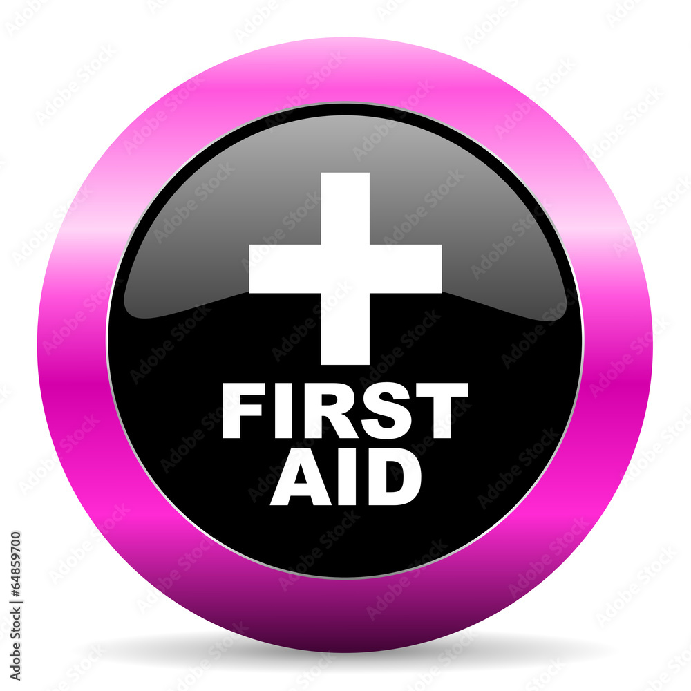 first aid pink glossy icon first aid pink glossy icon