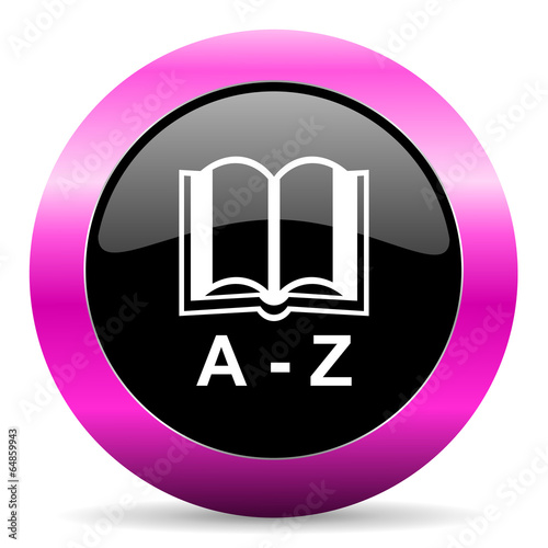 dictionary pink glossy icon