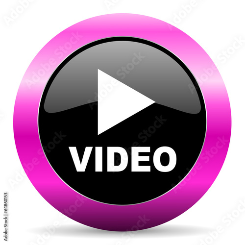 video pink glossy icon