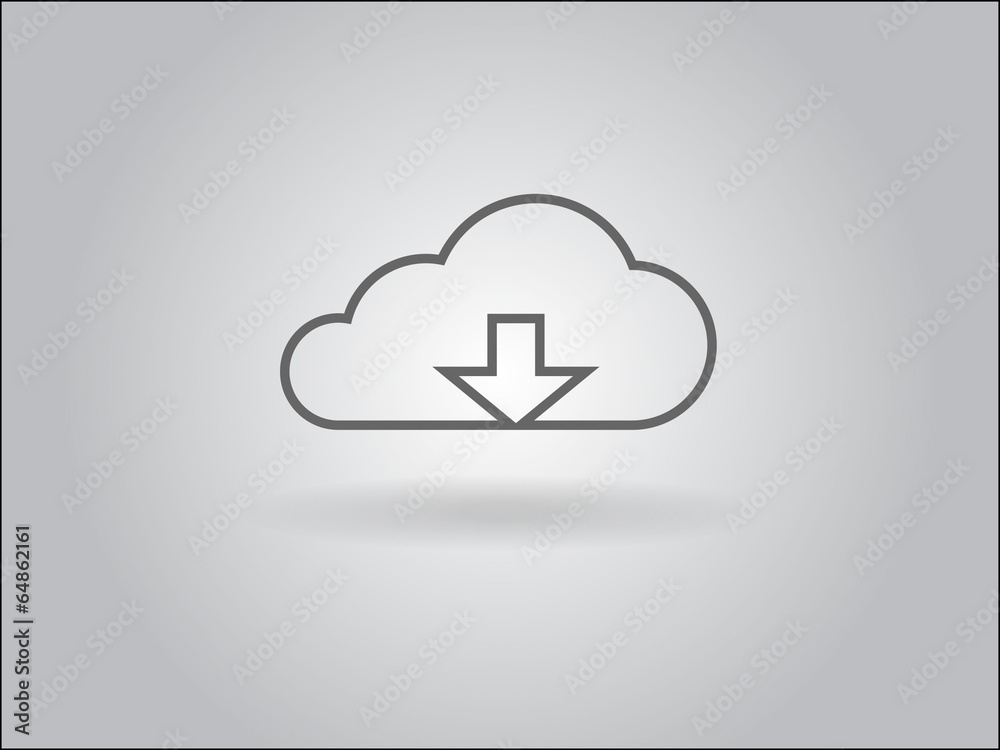 Flat icon of download cloud