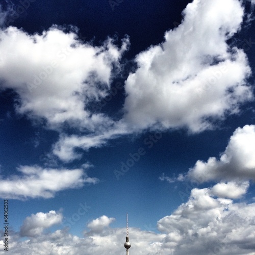 Photography TV tower Berlin in the clouds