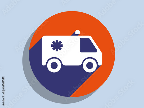 Flat long shadow icon of ambulance