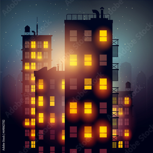 City Apartments At Night