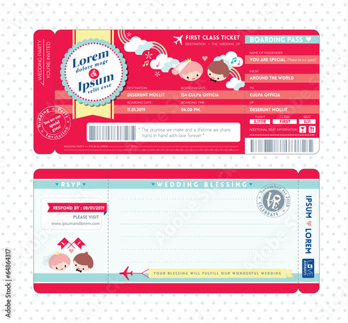 Boarding Pass Wedding Invitation Template