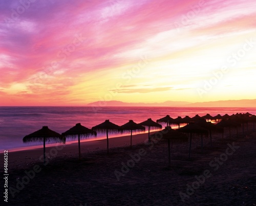 Beach at sunset  Torrox Costa  Spain    Arena Photo UK