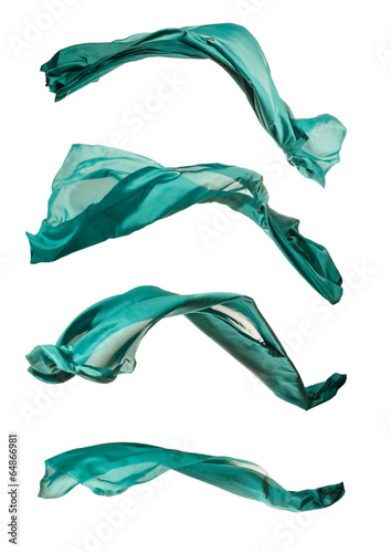Abstract green satins on white background