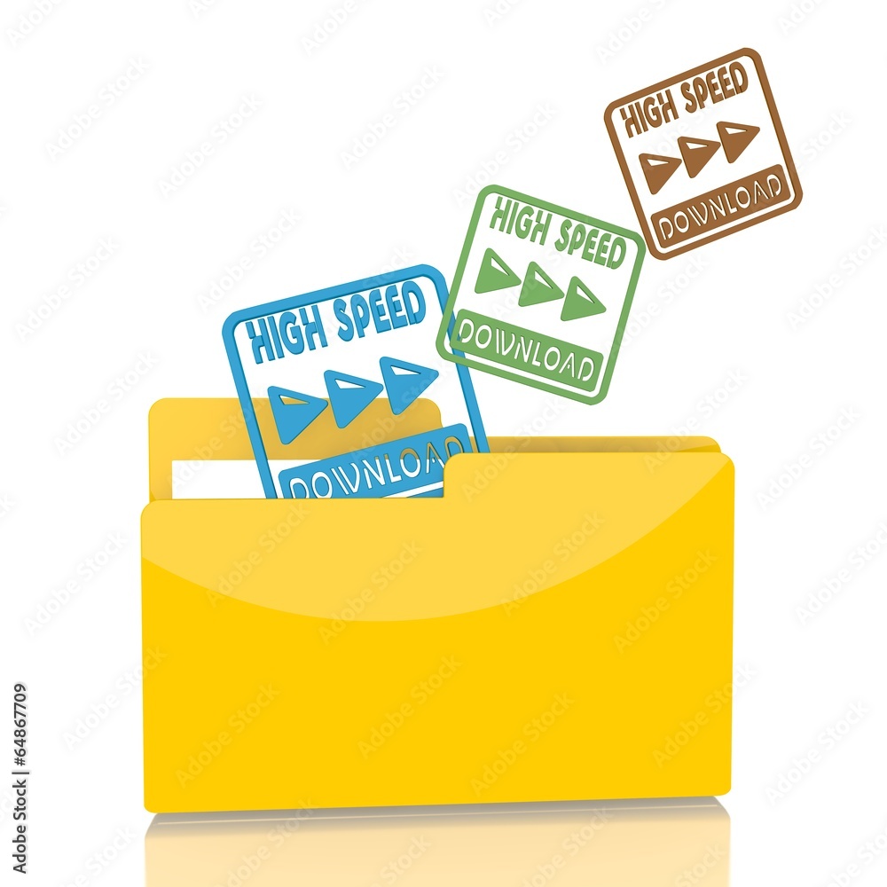 file folder with three high speed download sign file folder with three high speed download sign