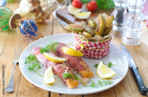Bacon wrapped fish