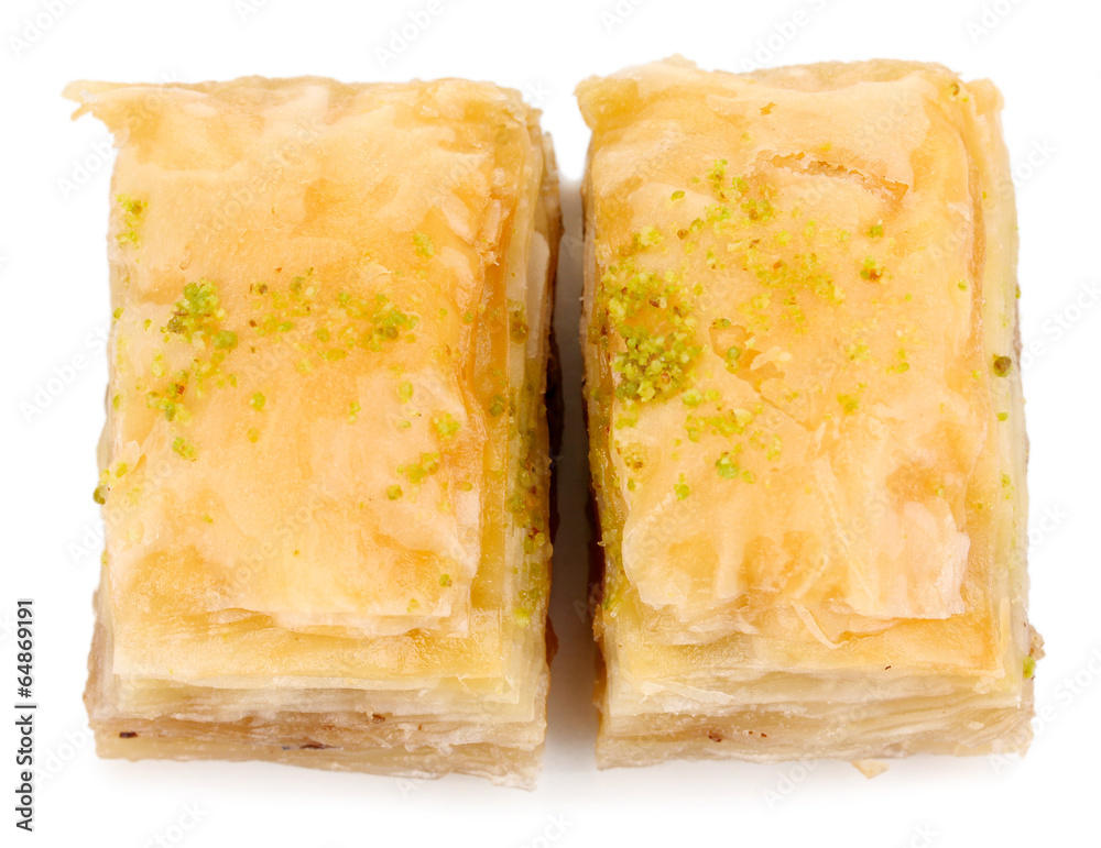 Sweet baklava isolated on white Sweet baklava isolated on white