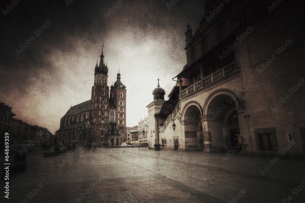 Fototapeta Kraków Stare Miasto styl retro.