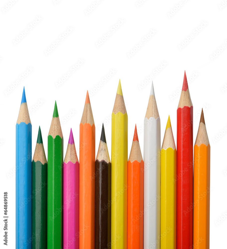 Colorful pencils isolated on white background