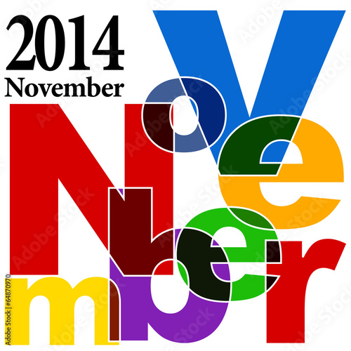 Bunte Buchstaben Illustration zum Monat November 2014