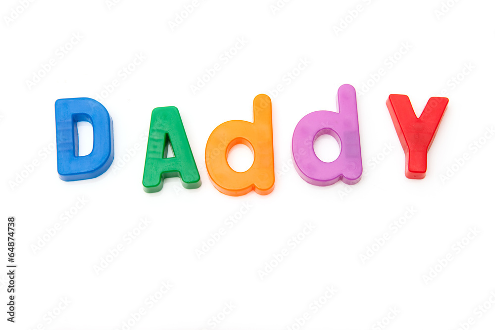 Daddy written in magnetic letters Daddy written in magnetic letters