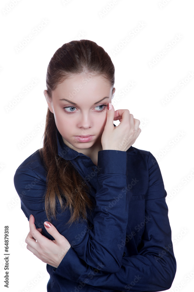 Portrait of the girl with big eyes on a white background Portrait of the girl with big eyes on a white background