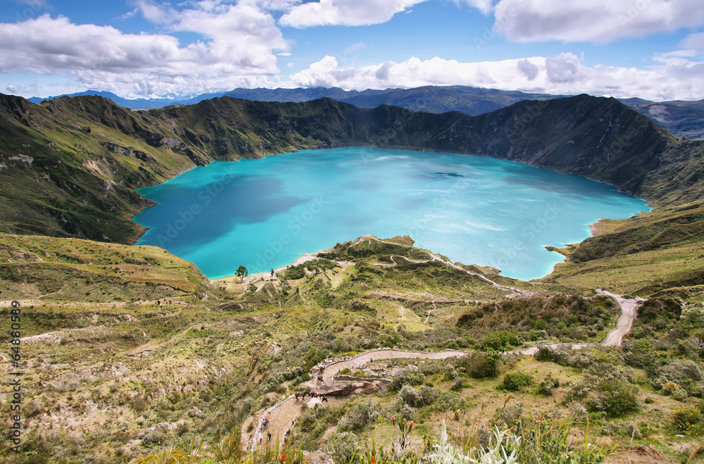 Amazing view of  lake of the Quilotoa caldera