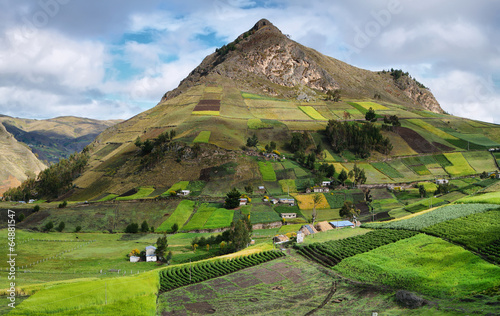 View of colorful terrace fields in Ecuador photo