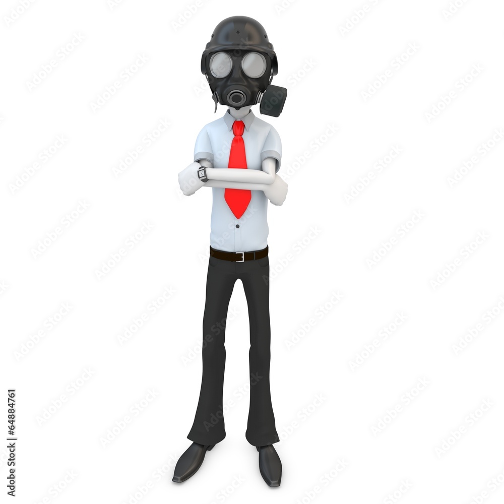 3d business man with gas mask 3d business man with gas mask