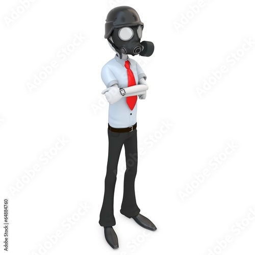 3d business man with gas mask © DNY3D