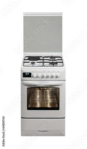 White free standing cooker isolated over white