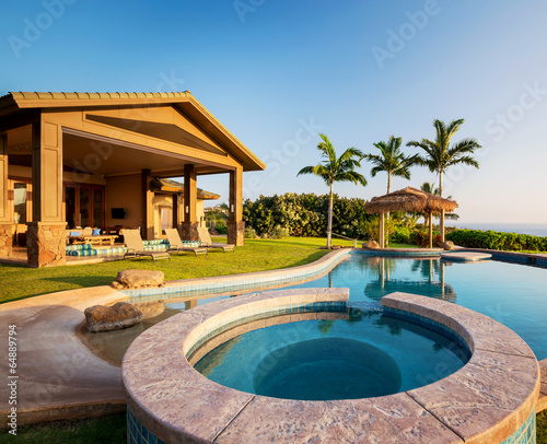 Luxury home with swimming pool at sunset © EpicStockMedia