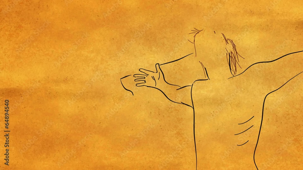 Jesus on cross Sketch Looping Animation with alpha matte