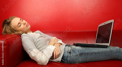 Close up portrait of a beautiful  woman is sleeping