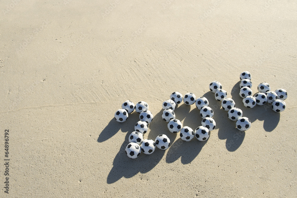 Naklejka premium Soccer 2014 Footballs Message Beach