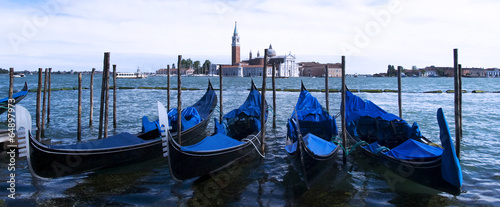 Moored gondolas in Venice