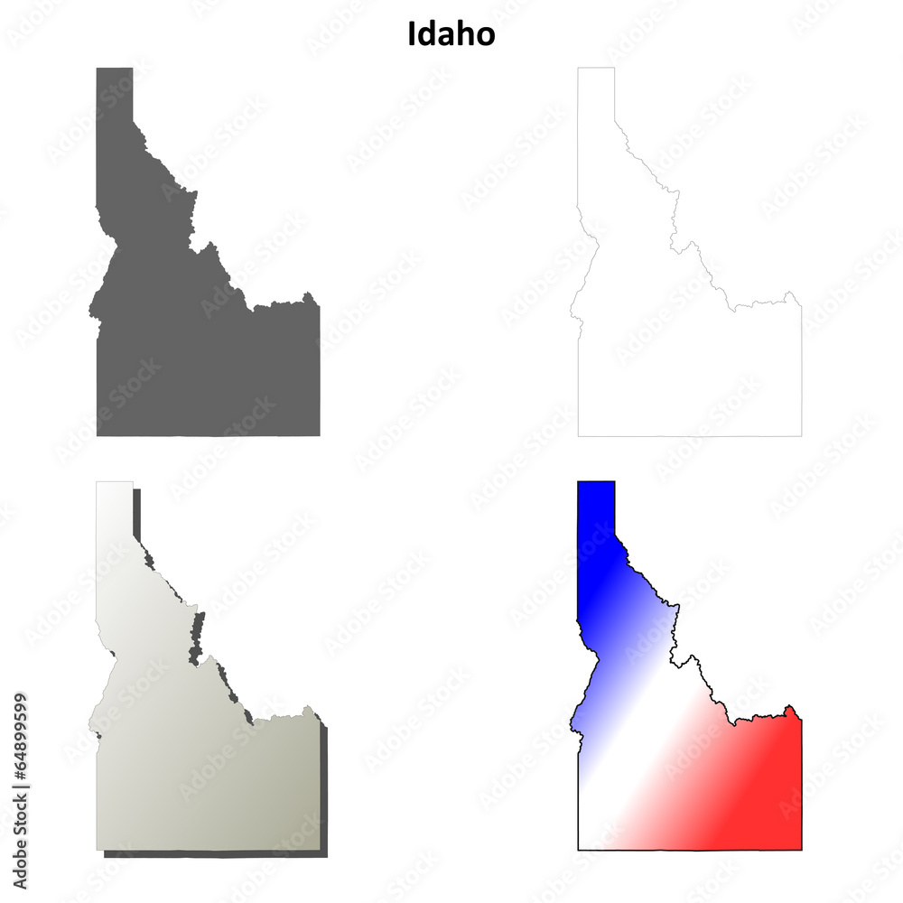 Idaho blank outline map set Stock Vector | Adobe Stock