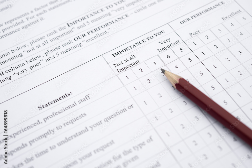 customer service satisfaction survey form close up customer service satisfaction survey form close up