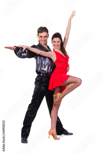 Portrait of young elegance tango dancers