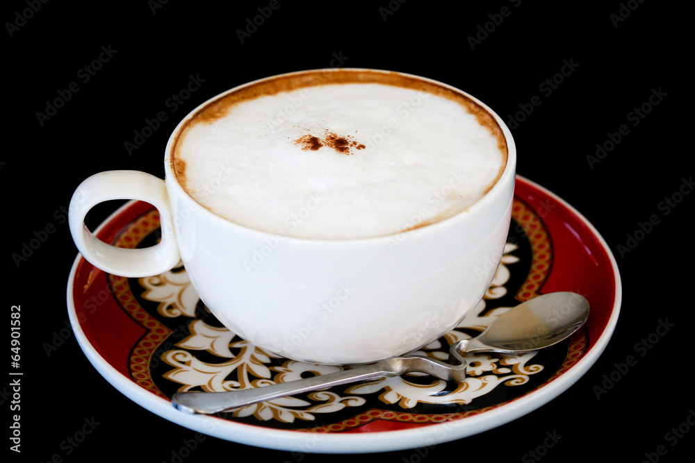 Cappuccino coffee in a white cup Cappuccino coffee in a white cup