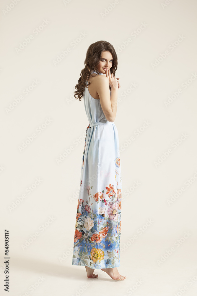 Beautiful girl in dress. Portrait studio. isolated Beautiful girl in dress. Portrait studio. isolated