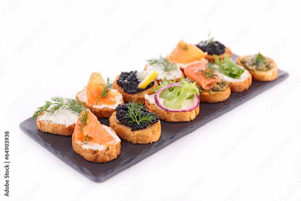 canape, assortment of toast canape, assortment of toast