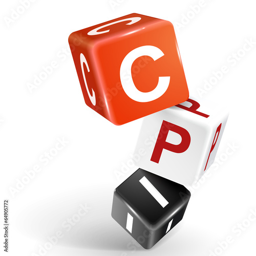 3d dice illustration with word CPI