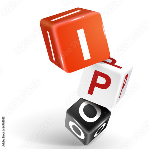 3d dice illustration with word IPO