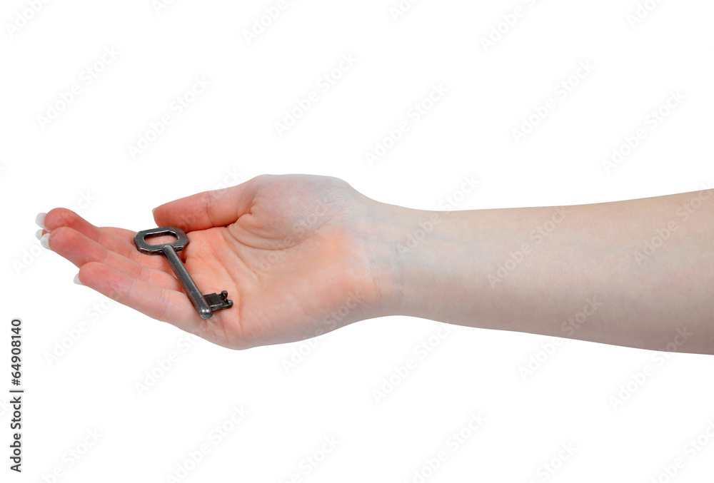 Key in hand isolated on white background Key in hand isolated on white background