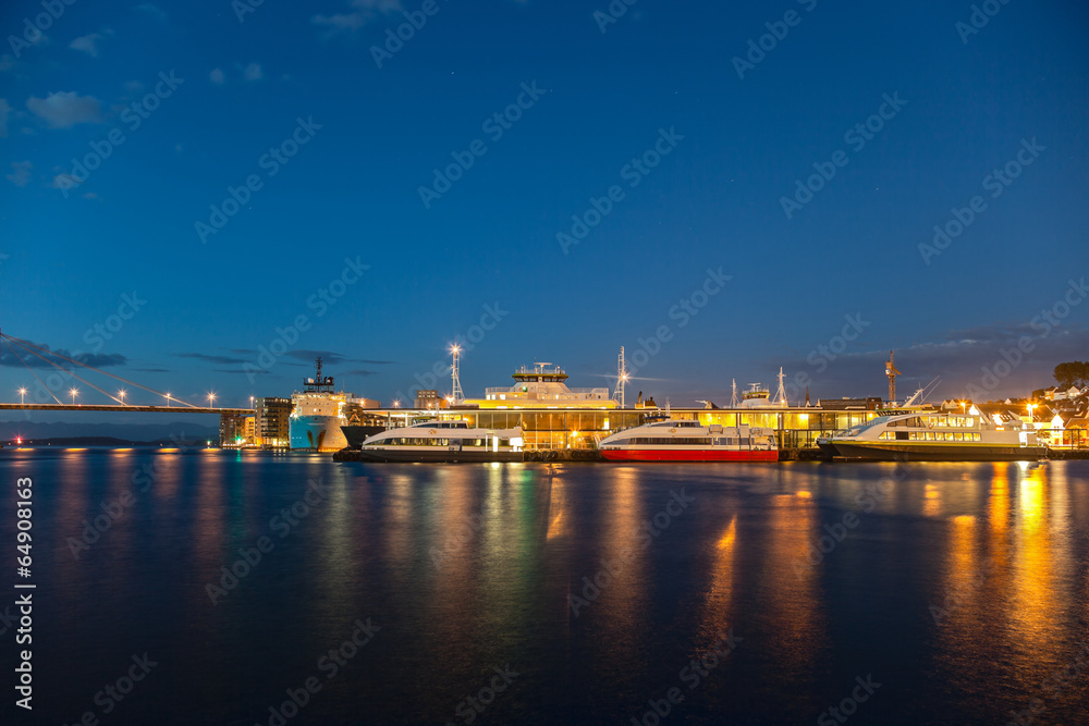 Stavanger marina at night, Norway.