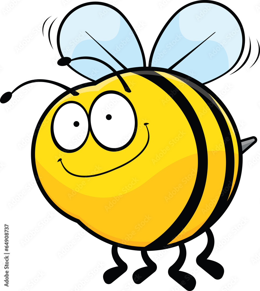 Smiling Cartoon Bee - obrazy, fototapety, plakaty 