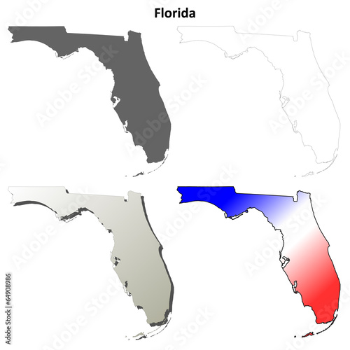 Florida blank outline map set