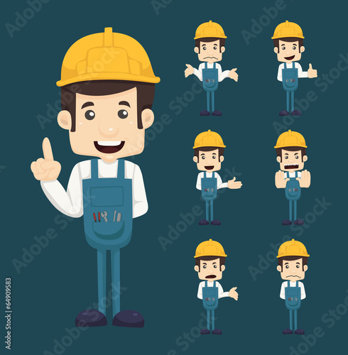 Set of engineer characters poses © Eucalyp
