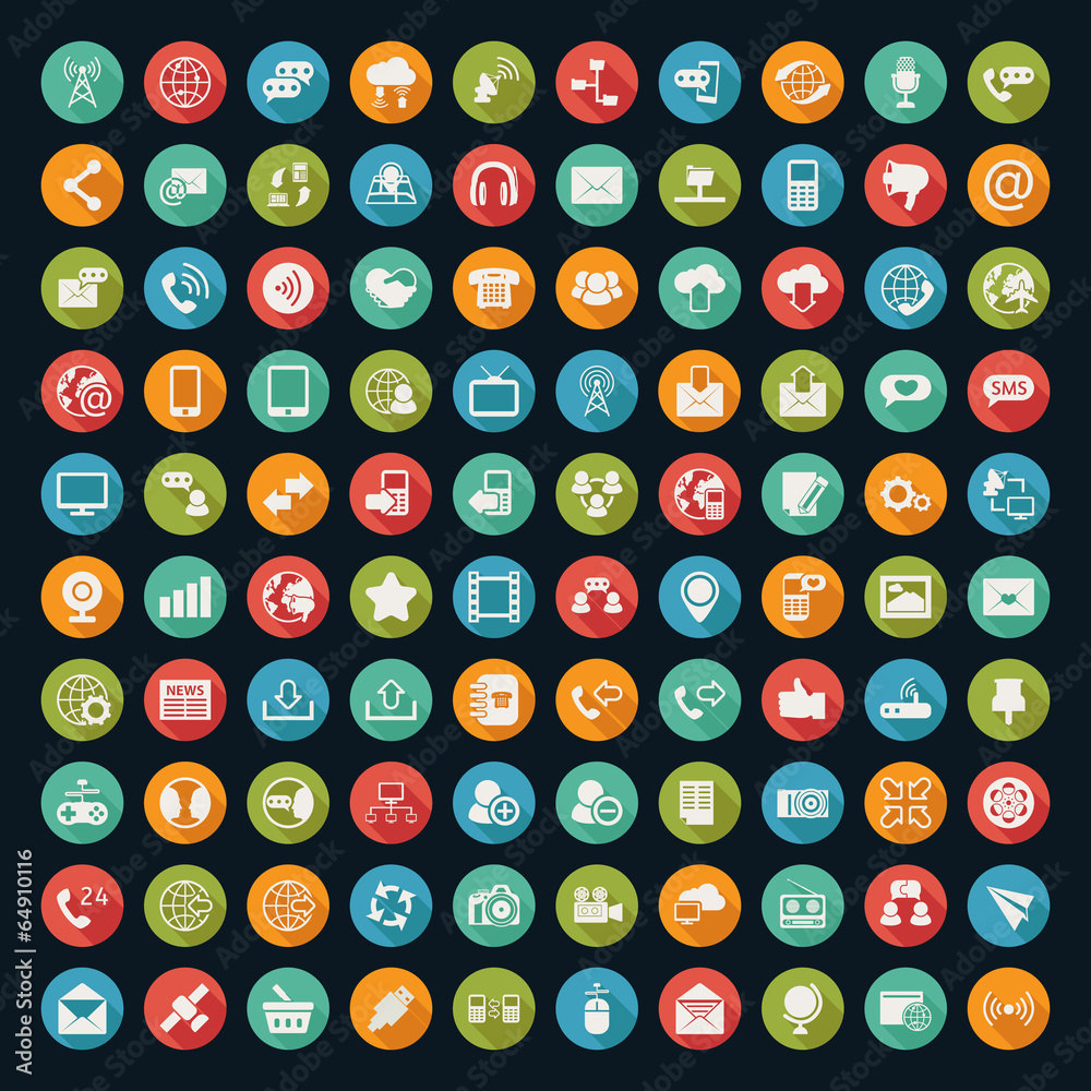 Communication icons with black background Communication icons with black background