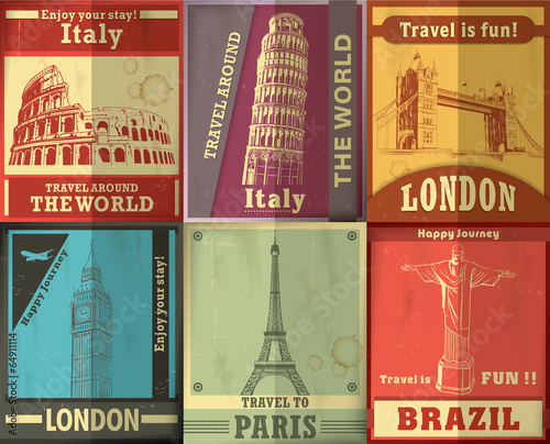 Vintage Travel set poster design
