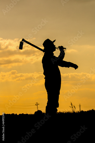 Farmer and sunset © zorandim75