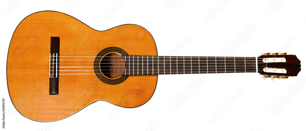 Obraz premium pełny widok hiszpańskiej gitary akustycznej