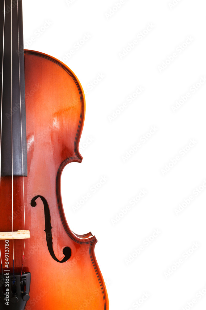 copyspace and half of classical wooden fiddle copyspace and half of classical wooden fiddle